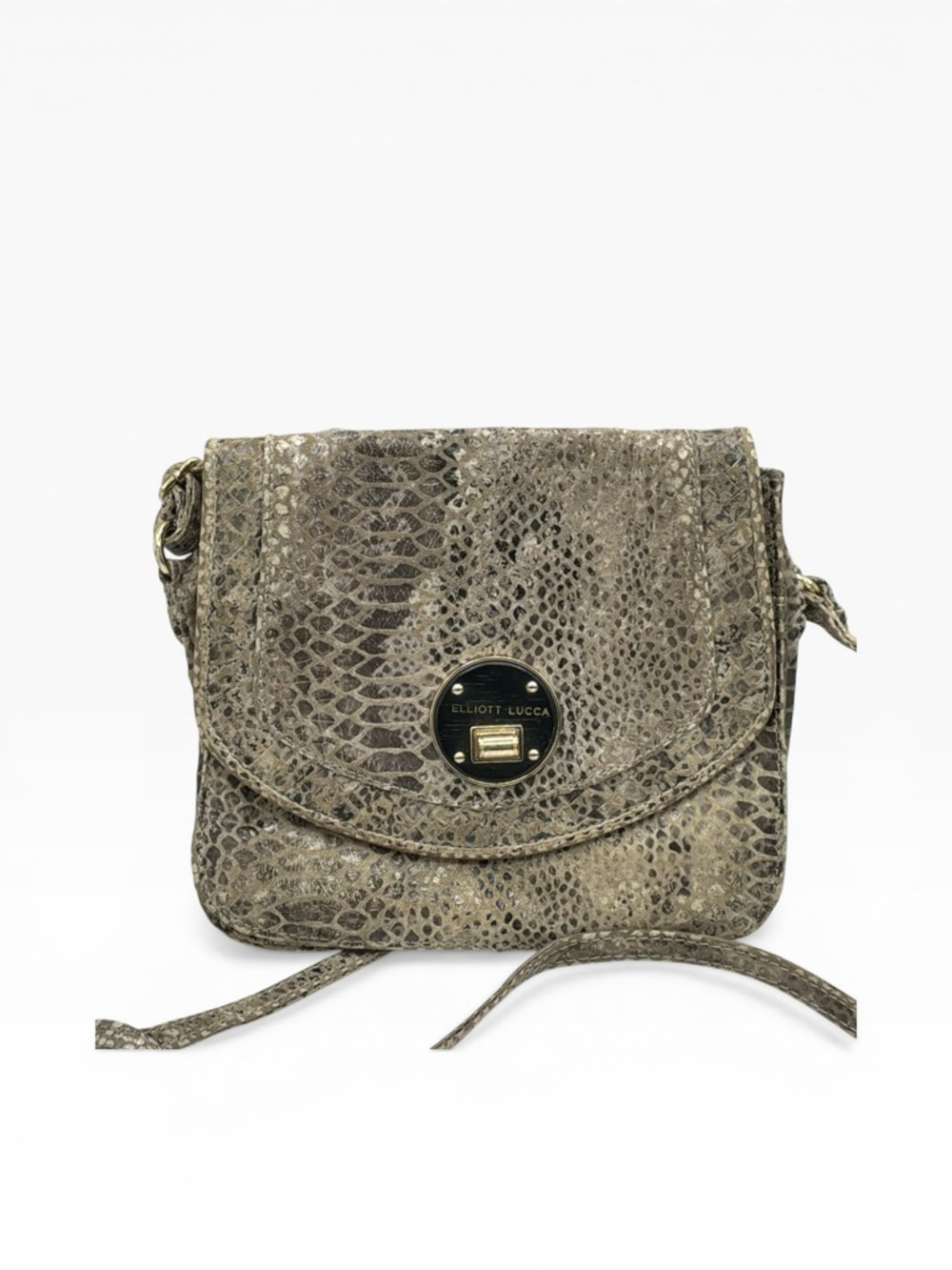 Elliott Lucca Taupe Snake-Print Mini Crossbody